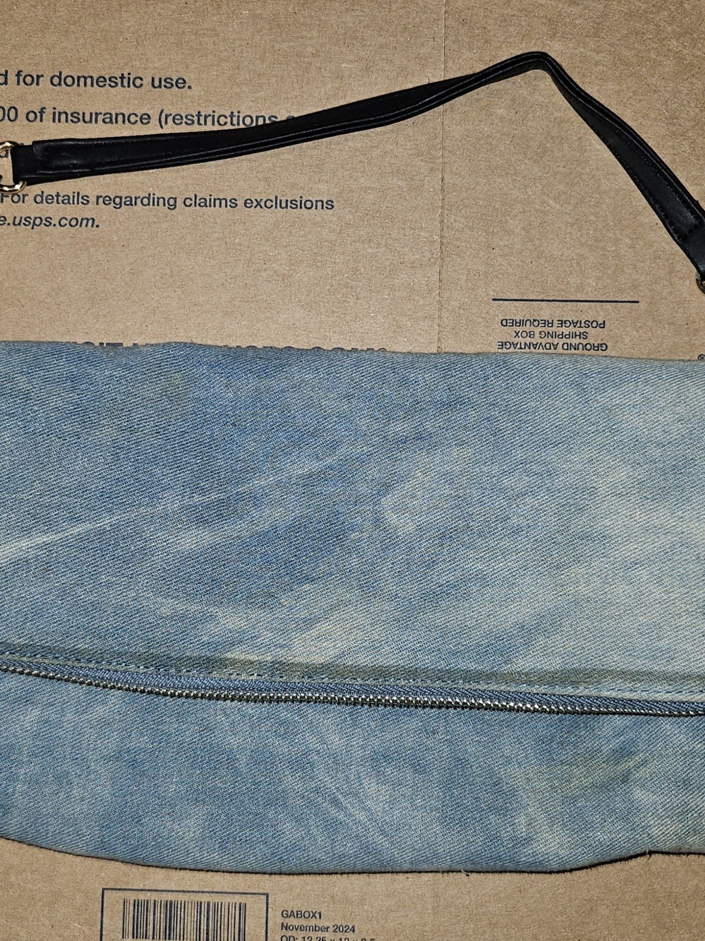 LULUS Blue Denim Fold Over East West Handbag Detachable Straps